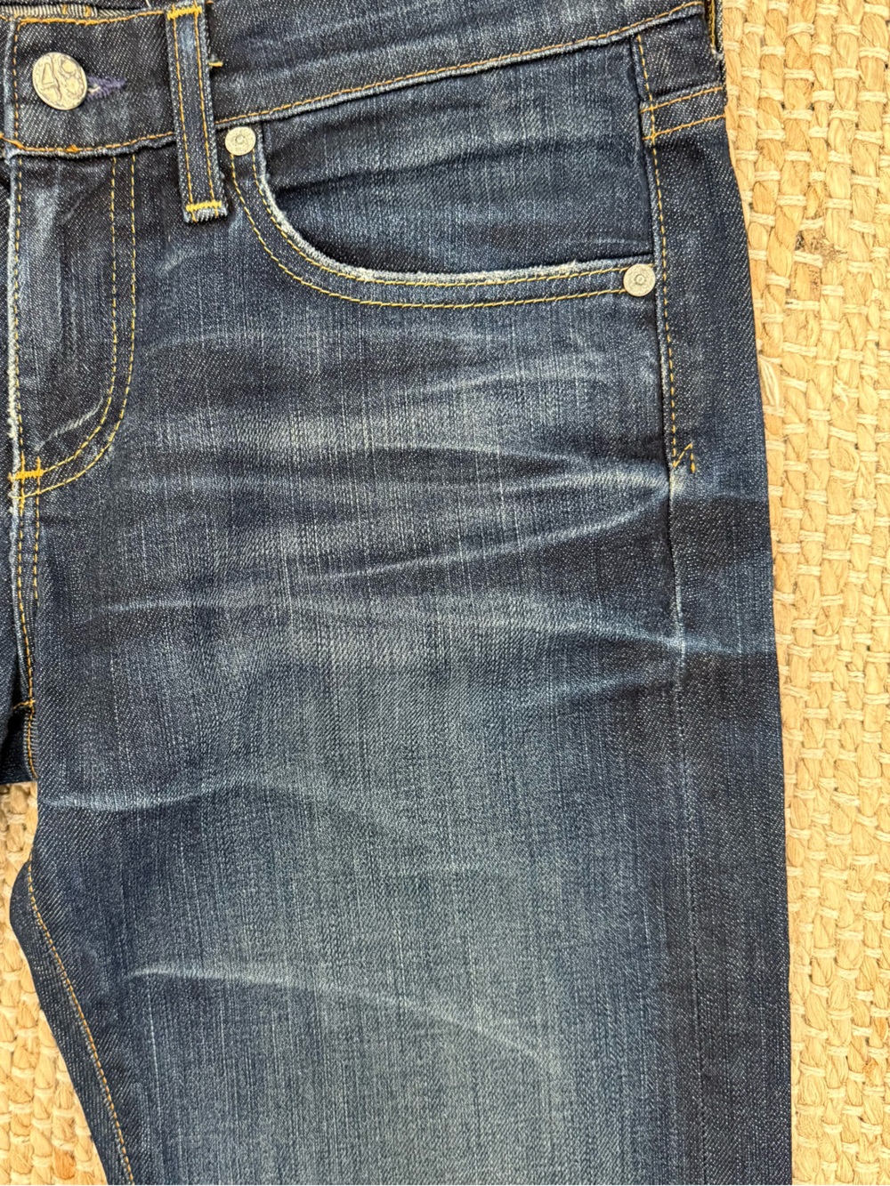 AG Adriano Goldschmied Jeans 28 R Dark Indigo Denim Stretch Straight Leg Y2K - Picture 2 of 12